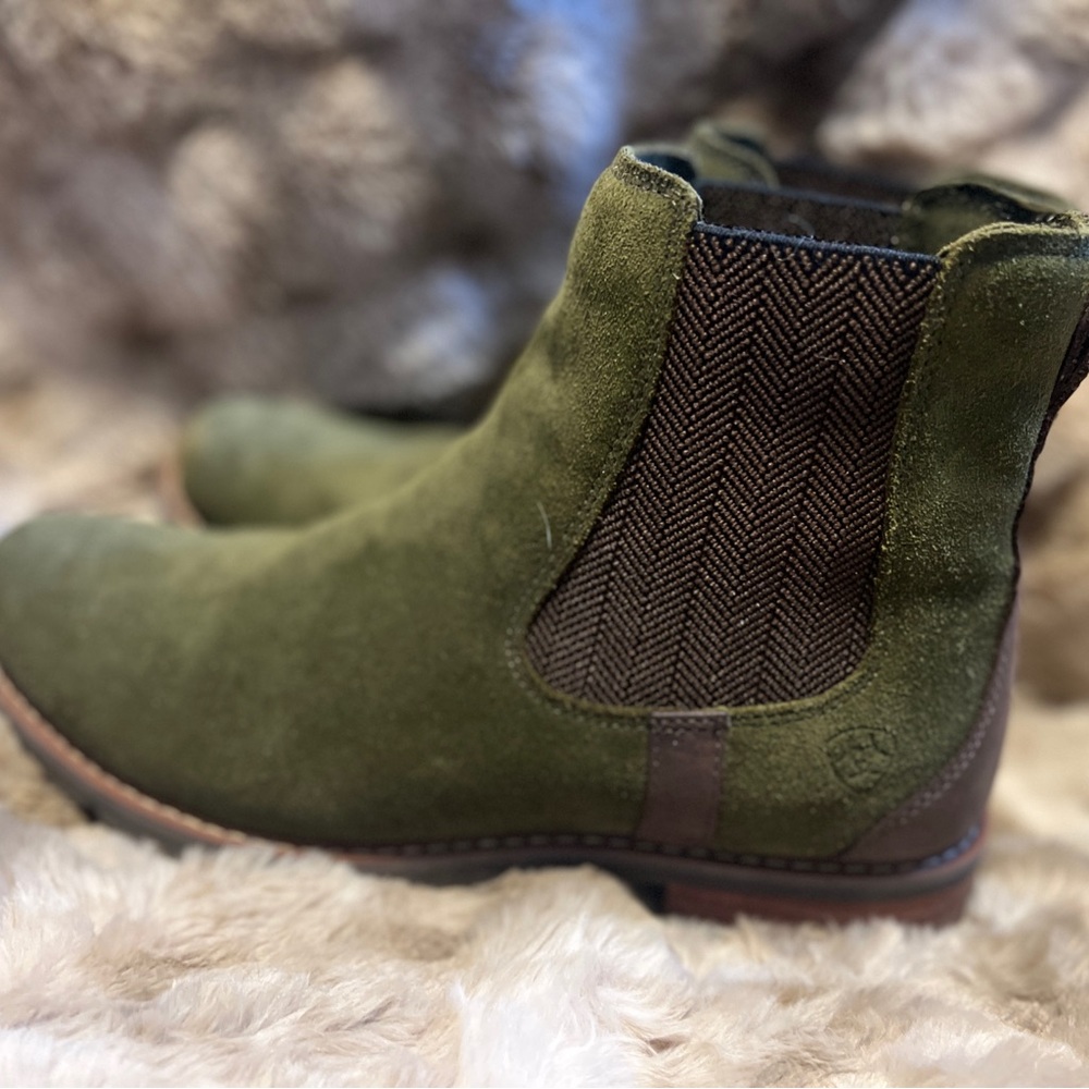 Green Suede Ankle Boots